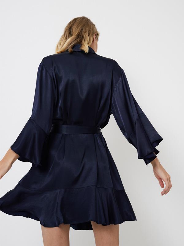 Aruelle Short Viscose Dressing Gown Cressida Navy