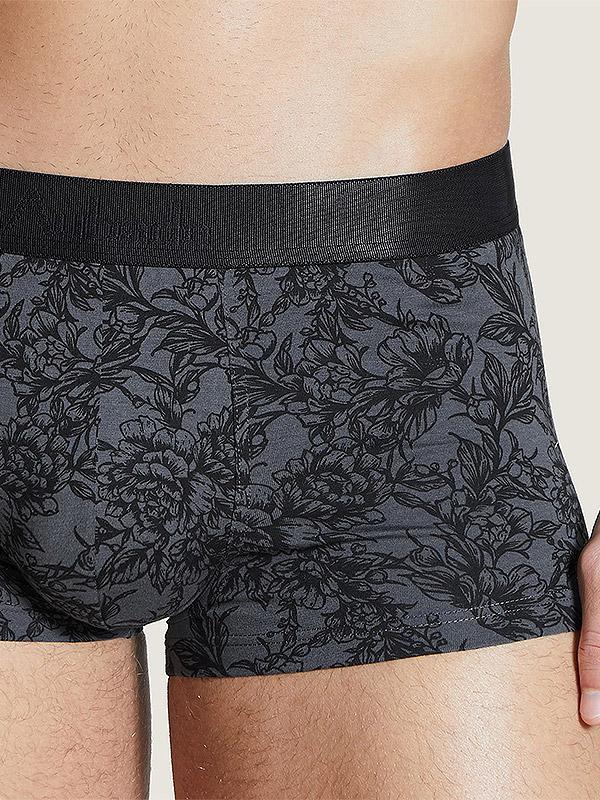Aubade боксеры из хлопка и модала "Luke Grey - Black - Tattoo Flower Print"