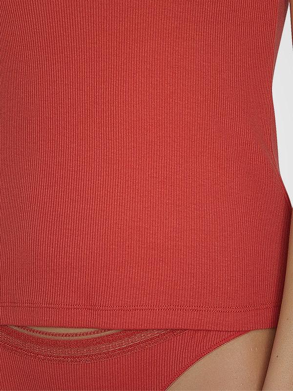 Ysabel Mora Cotton Tank Top with Lace Manika Red