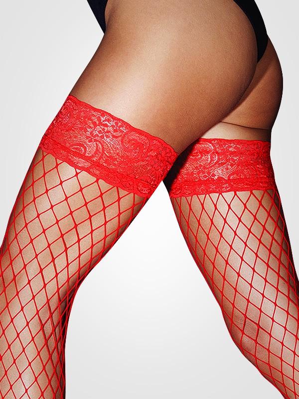 Le Frivole prilipinamos tinklinės kojinės "Janessa Red"