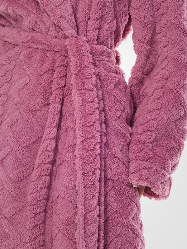 L&L Long Patterned Hooded Robe Geo Long Cherry