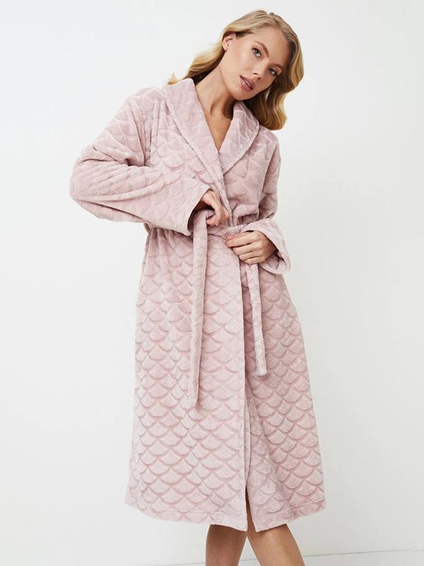 Aruelle Patterned Soft Dressing Gown Alison Dusty Pink