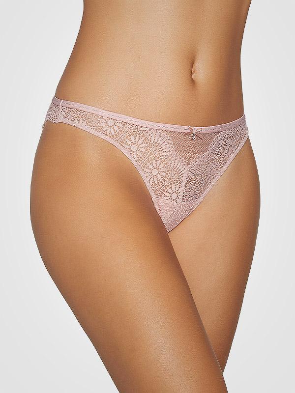 Ysabel Mora nėriniuotos kelnaitės stringai "Jilian Dusty Pink"
