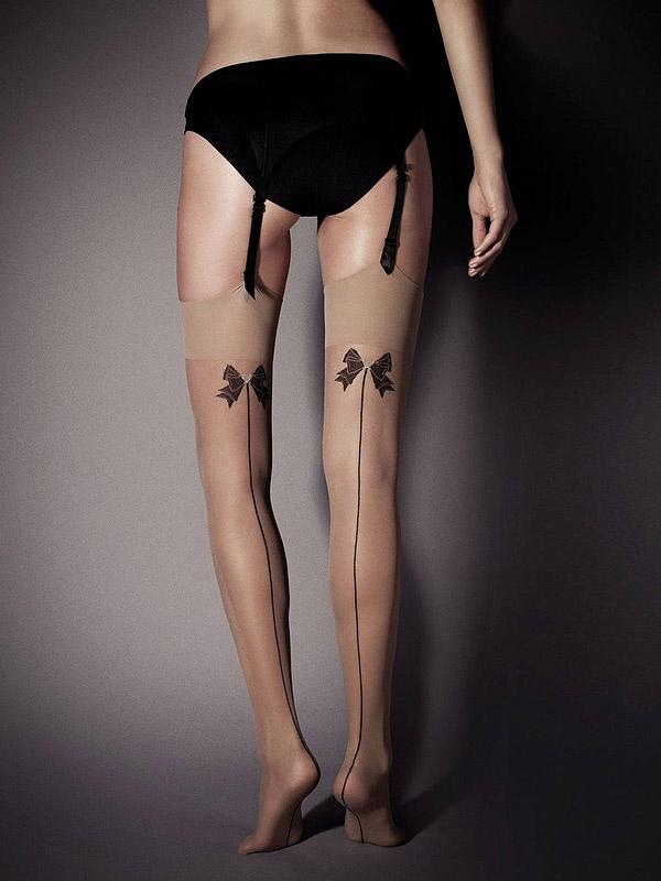 Veneziana матовые чулки под пояс со швом сзади "Calze Lolita 15 Den Nude - Black"