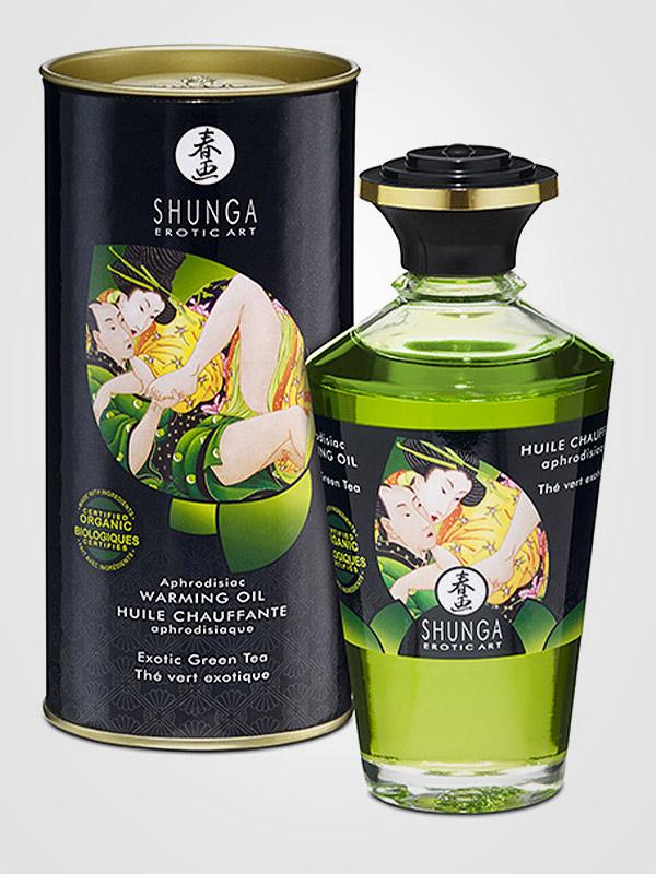 Shunga šildantis masažo aliejus "Aceite Afrodisiaco Exotic Green Tea"