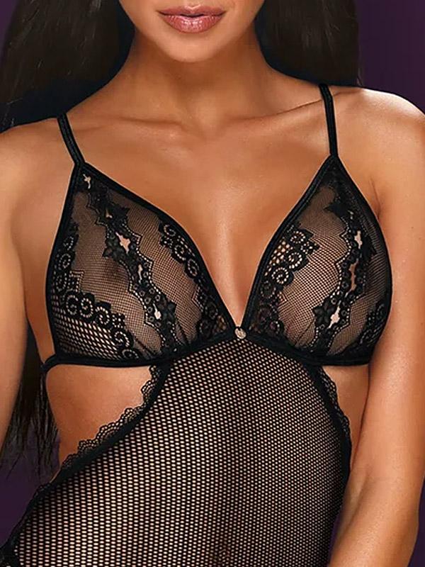 Obsessive Mesh Chemise with Lace Millagro Black
