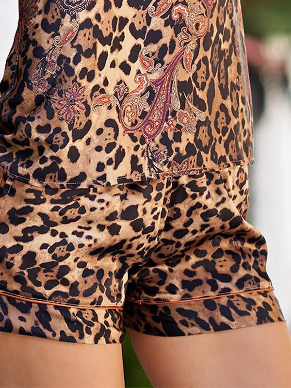 MiaMia šilkinė pižama "Cleopatra Multicolor Leopard Print"