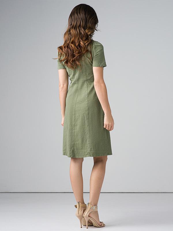 Lega Stretch Linen Dress Agnesa Green