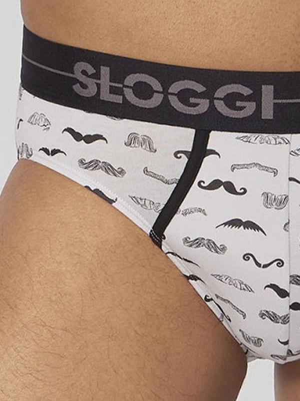 Sloggi 2 vyriškų medvilninių kelnaičių komplektas "Go Movember Mini Black - Light Grey"