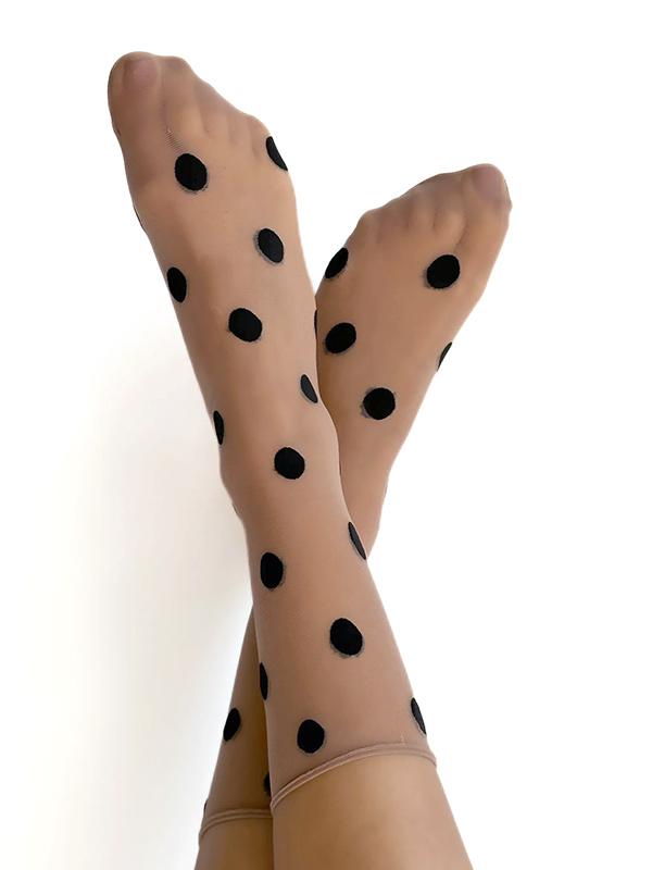 Veneziana носочки в точечку "Kylie Nude - Black Dots"