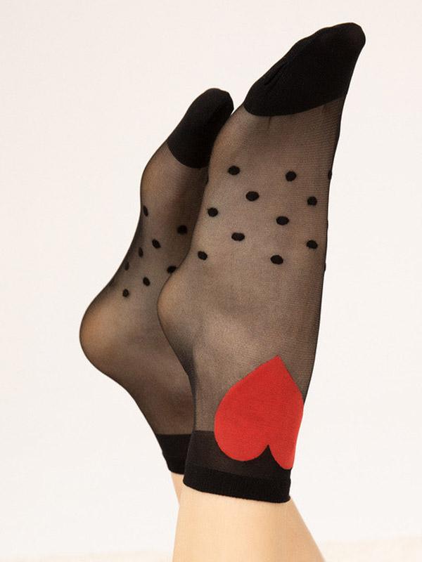 Fiore носочки с узорами "Fairy Tale 15 Den Black - Red"