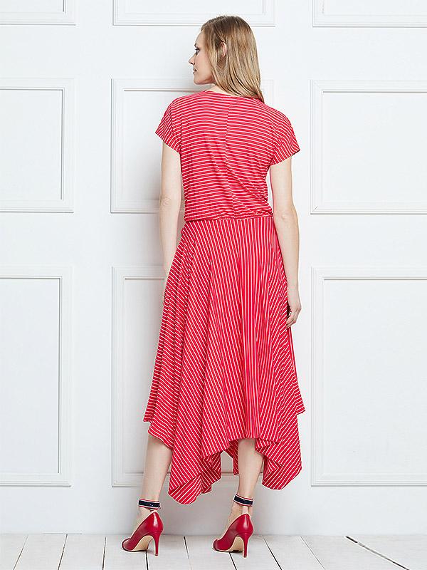 Lega viskozinė suknelė "Merel Coral Red Stripes"