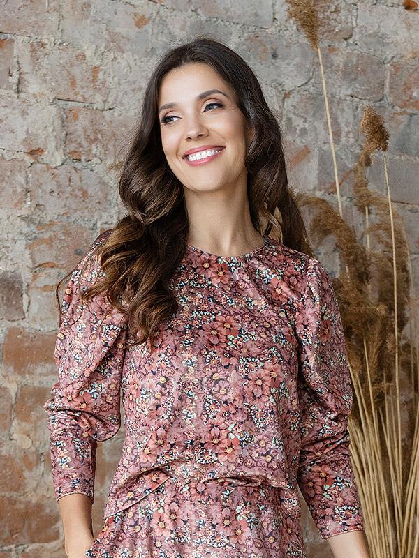 Lega великолепная велюровая блузка "Zeina Rose Flower Print Velour"