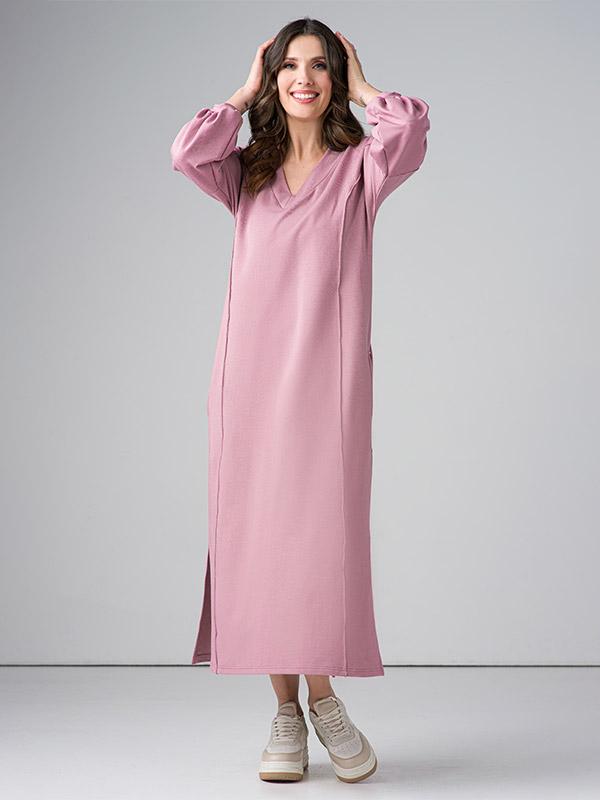 Lega ilga medvilninė suknelė "Bruna Dusty Pink"