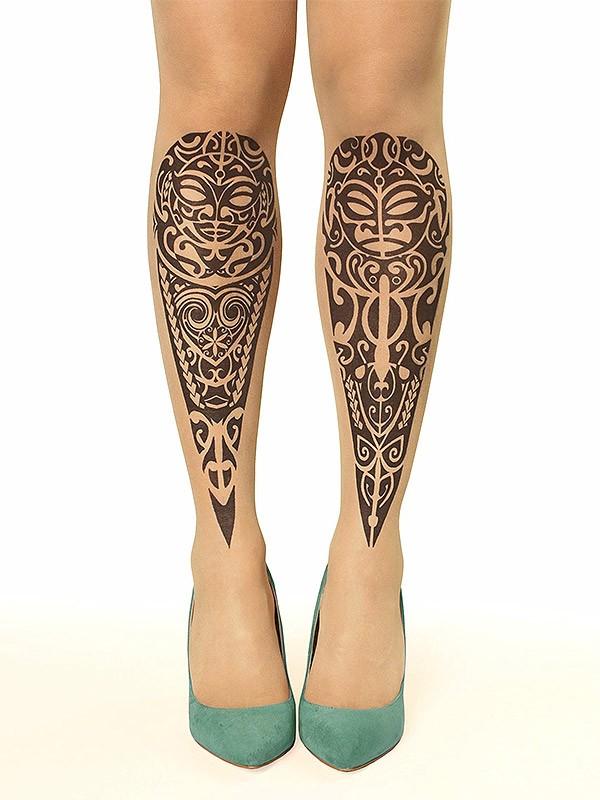 Stop & Stare pėdkelnės su tatuiruote "Maori Couple 20 Den Sun"