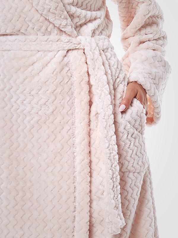 L&L ilgas reljefinės tekstūros chalatas "Selene Light Pink"