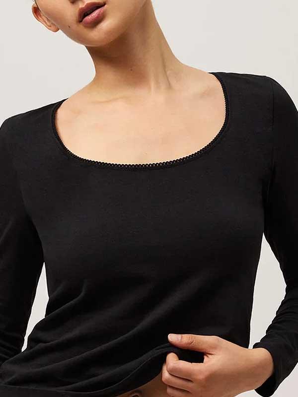 Ysabel Mora Cotton Undershirt Bianca Black