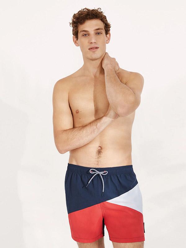 Ysabel Mora мужские плавательные шорты "Henry Navy - Red - White"