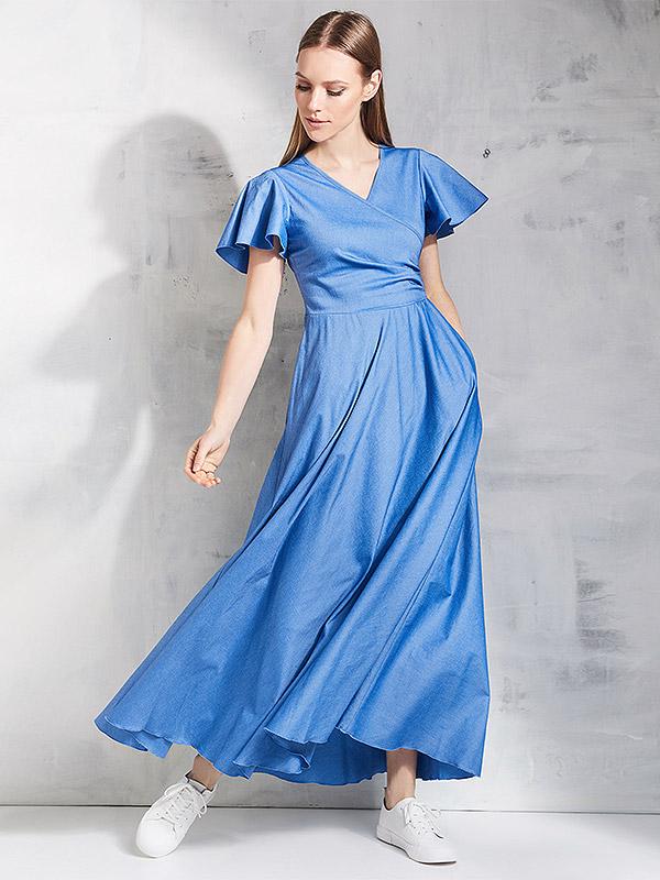 Lega хлопковое платье-макси "Kaija Jeans Blue"