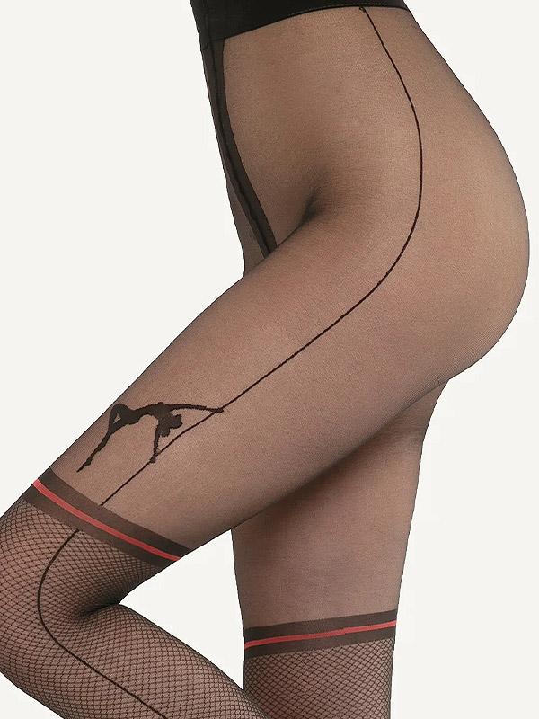 Gatta колготки с имитацией чулков "Rita 01 Black - Red"