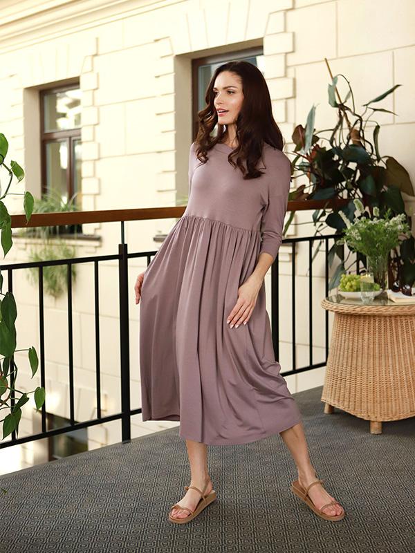 Lega Viscose Midi Dress Lyra Cocoa