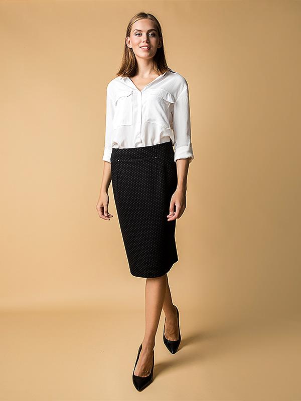 Immagine Pencil Skirt Amelia Black - White Dots