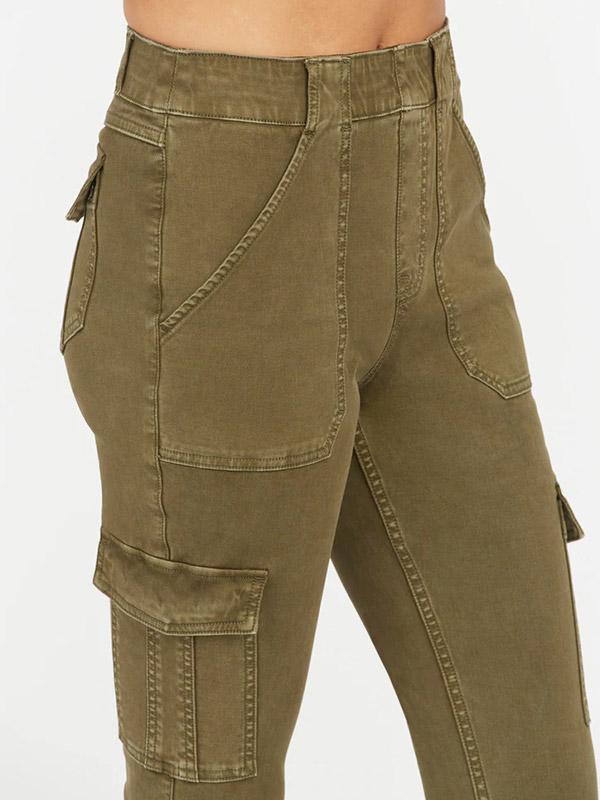 Spanx Shaping Trousers  Stretch Twill Ankle Cargo Dark Olive