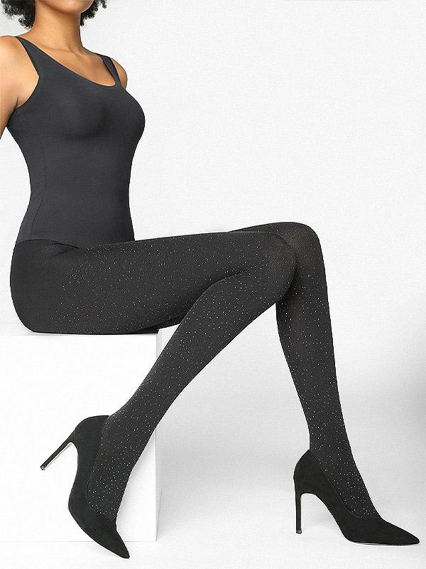 Marilyn 3D колготки из микрофибры "Shine E57 100 Den Black - Silver Lurex"