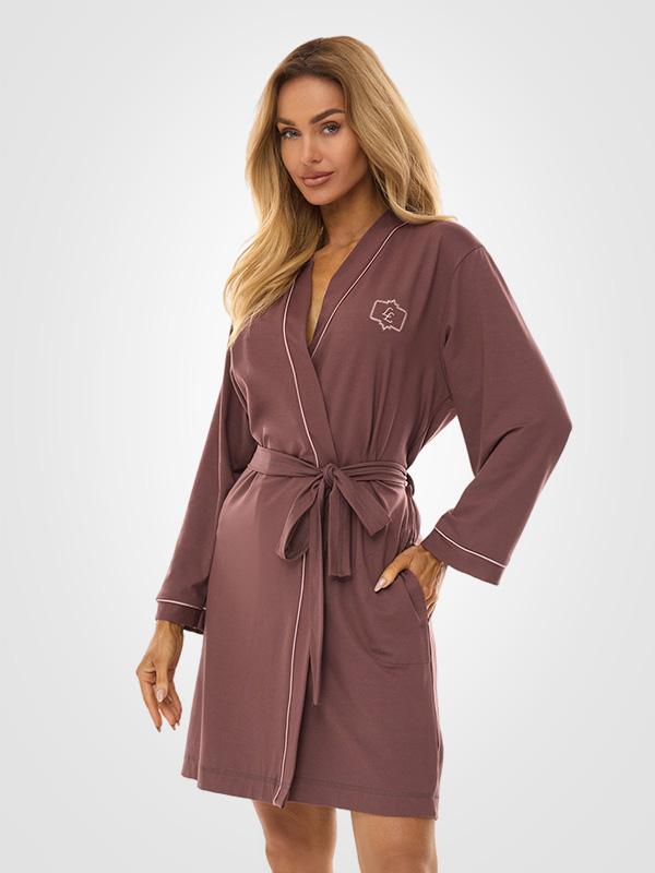L&L Viscose Dressing Gown Darcy Plum