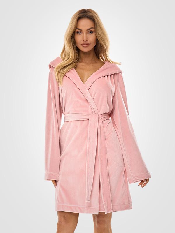 L&L Patterned Dressing Gown Luna Pink Velour