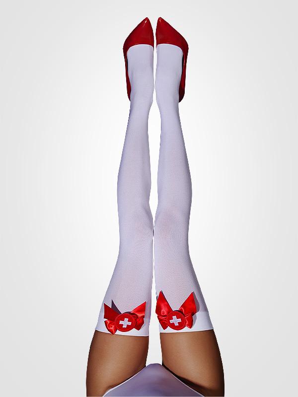 Le Frivole kojinės su elastine juosta "Novah 100 Den White - Red"