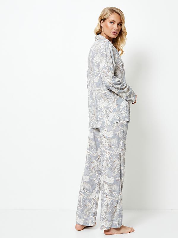 Aruelle длинная пижама из вискозы "Adoria Long Light Blue - White - Gold"