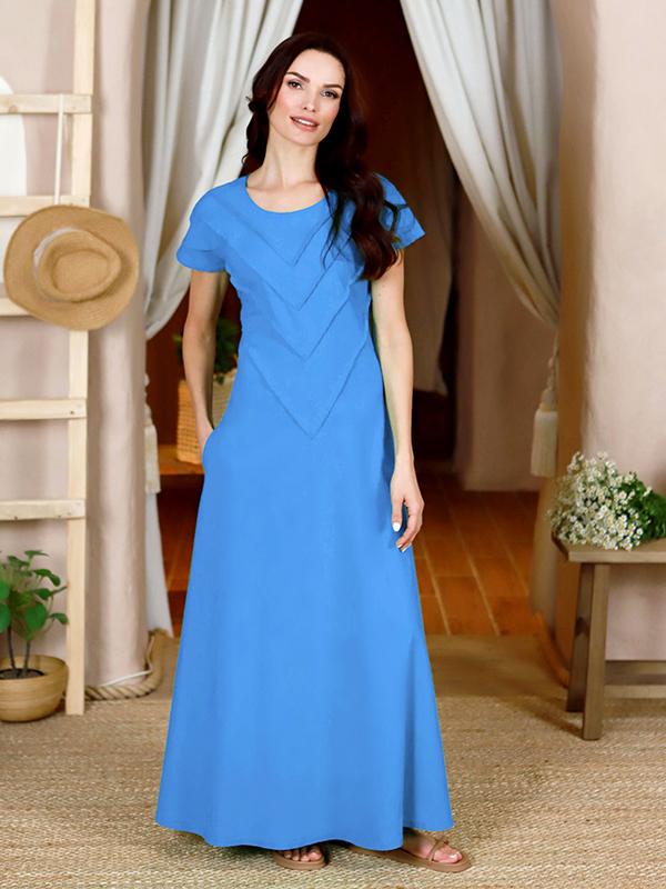 Lega Stretch Linen Maxi Dress Wanessa Light Blue