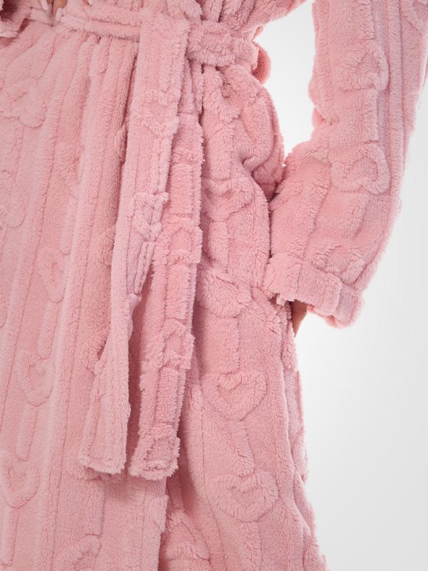 L&L Long Patterned Hooded Robe Carina Long Powder Pink
