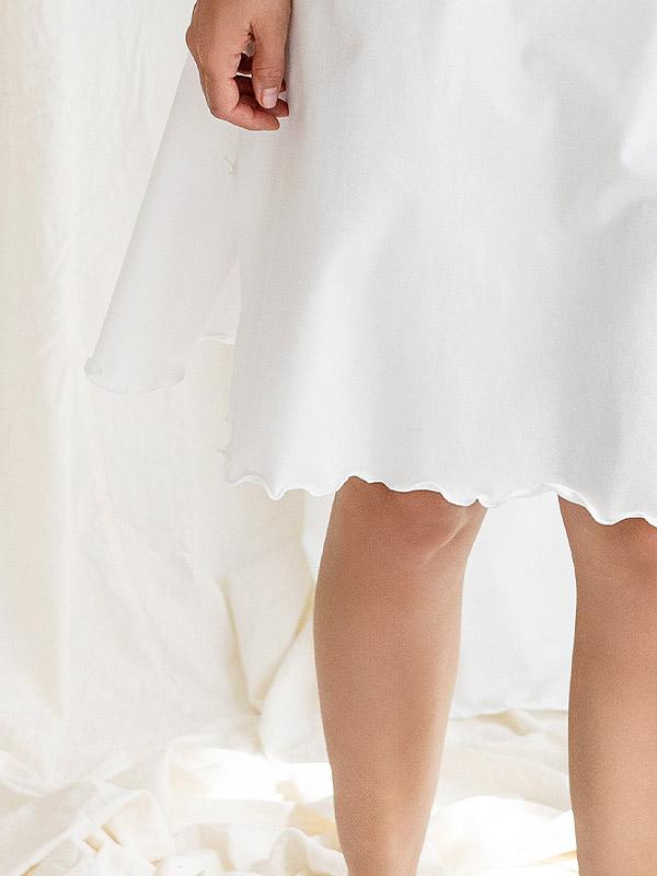 Lega Cotton Nightdress With Lace Dunja Ecru