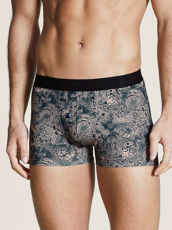 Aubade Cotton and Modal Blend Boxers Timothy Brown Old Tattoo Print