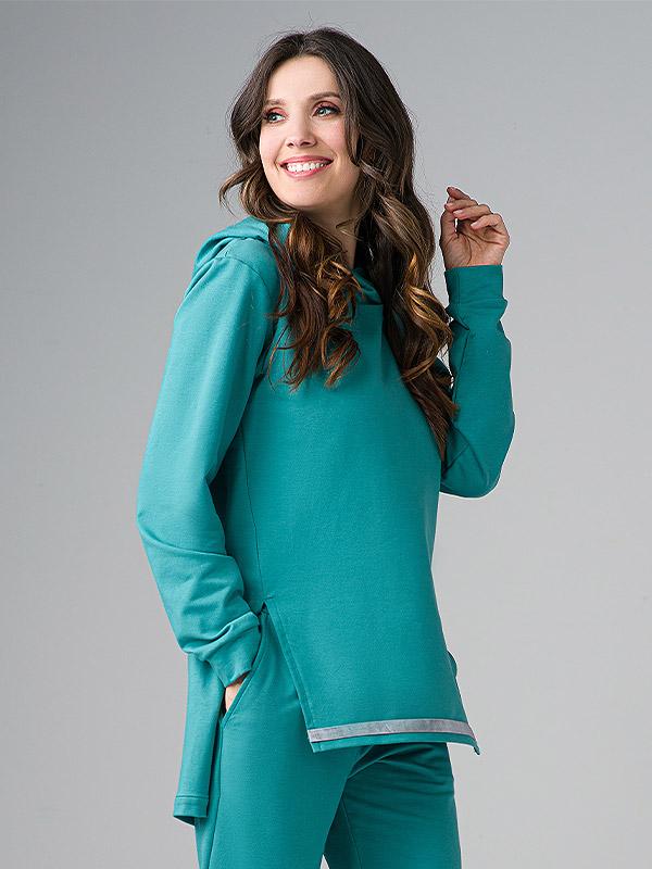 Lega Hooded Leisure Cotton Jumper Costanza Turquoise