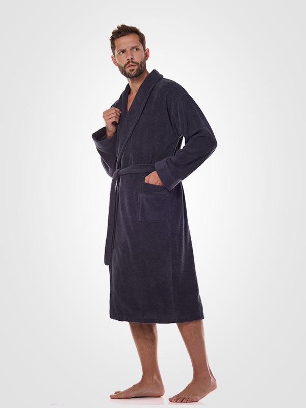 L&L Men's Cotton Dressing Gown Robert Anthracite
