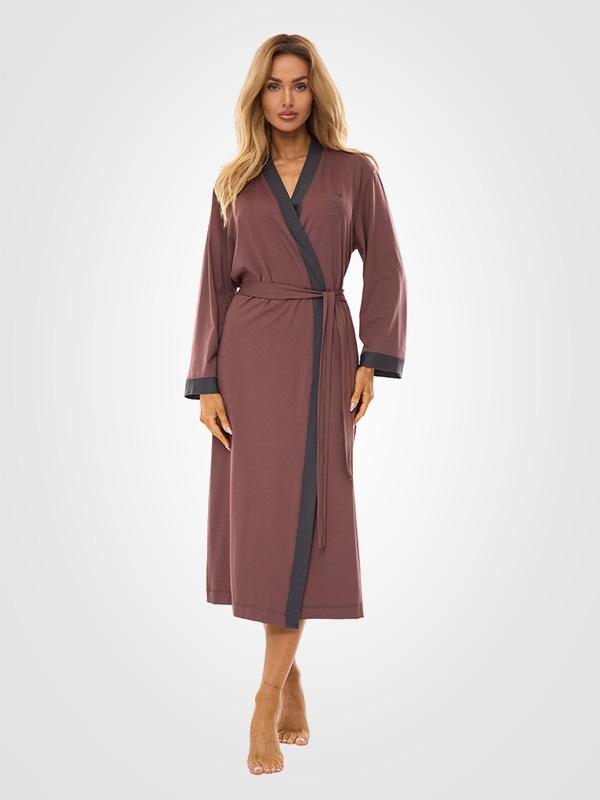 L&L Long Viscose Robe Rajana Long Plum - Graphite