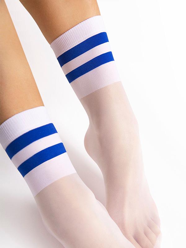 Fiore Patterned Socks Dash White - Blue