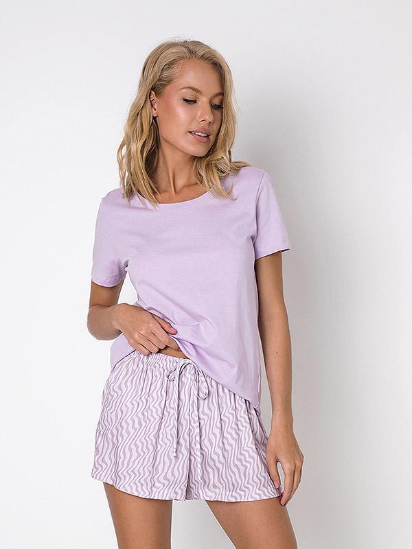 Aruelle trumpa natūralaus audinio pižama "Lily Short Light Violet"