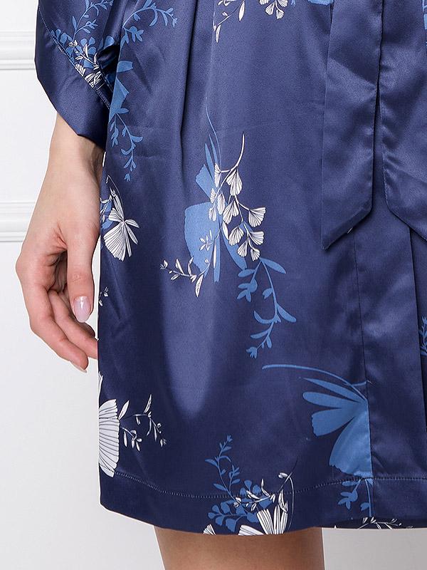 Aruelle атласный халат "Whiley Navy - Blue - White Flower Print"