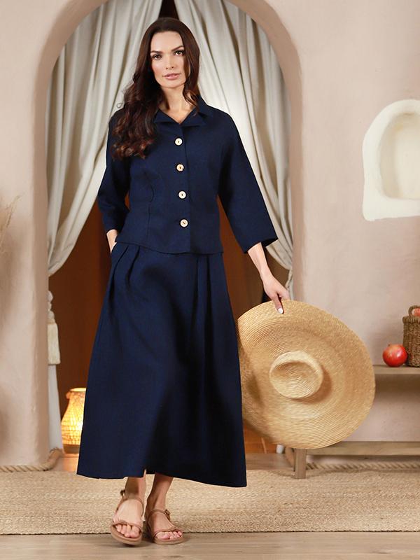 Lega длинная льняная юбка "Donella Navy"