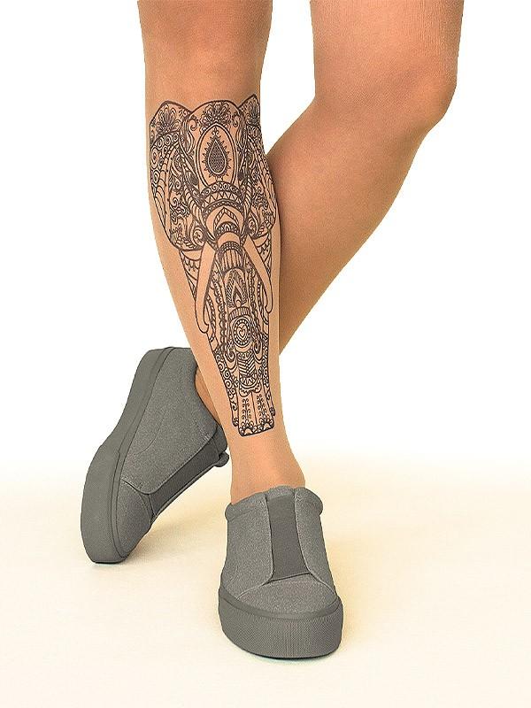 Stop & Stare pėdkelnės su tatuiruote "Indian Elephant 20 Den Sun"