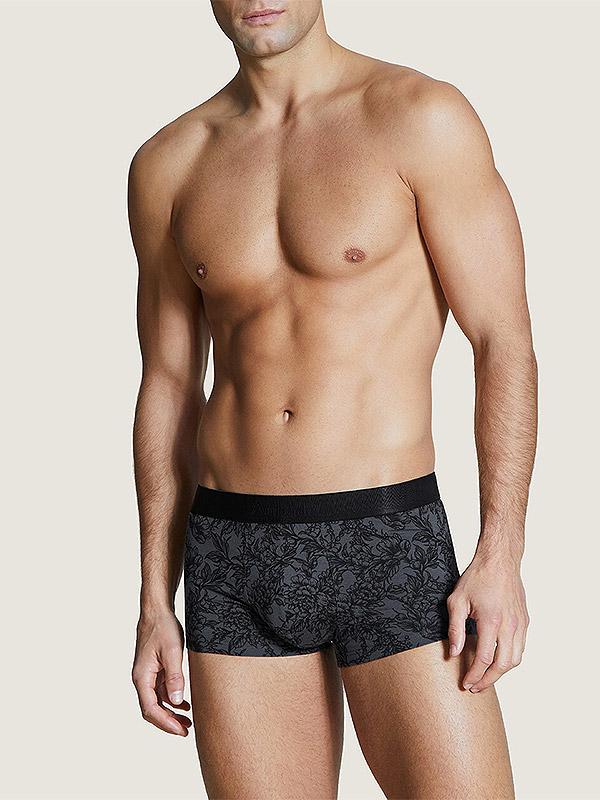 Aubade боксеры из хлопка и модала "Luke Grey - Black - Tattoo Flower Print"