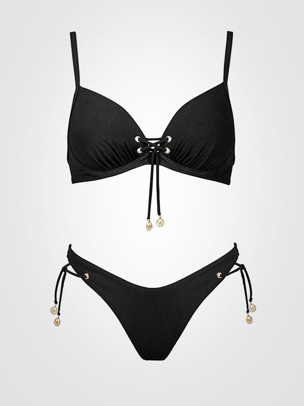 Watercult bikini maudymosi kostiumėlis su lankeliais "Panther Black"