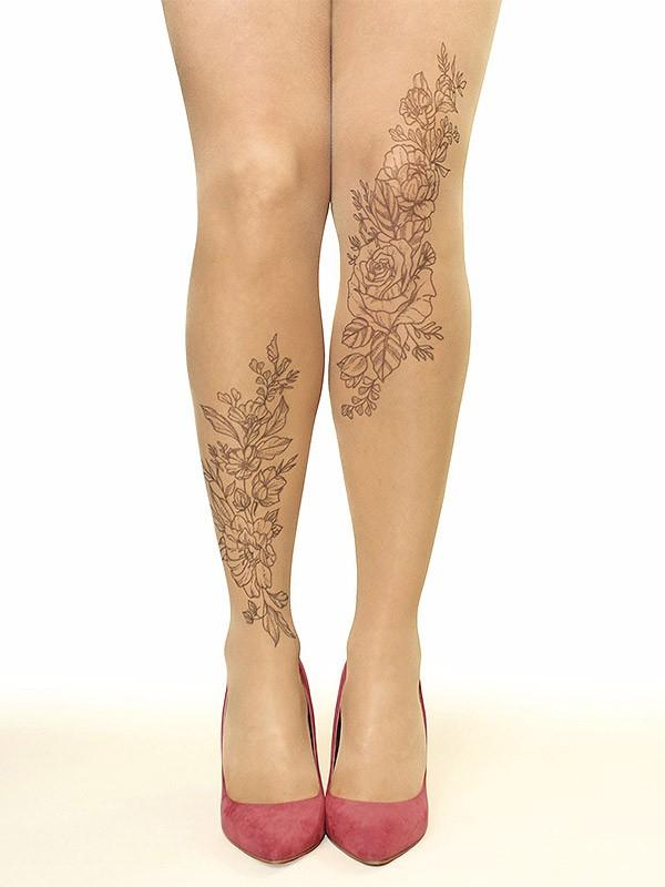 Stop & Stare pėdkelnės su tatuiruote "Vintage Floral 20 Den Sun"