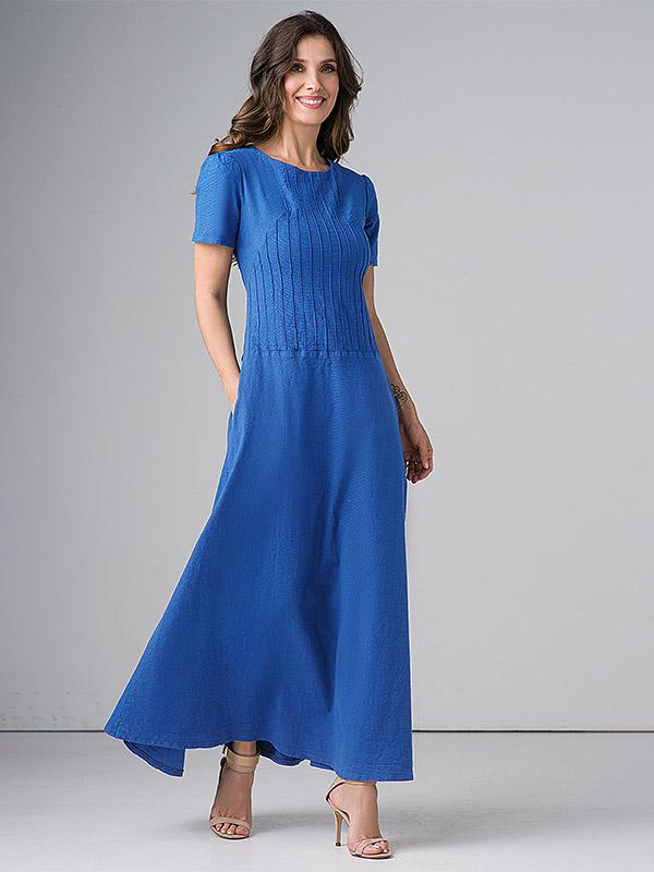 Lega ilga tampraus lino suknelė "Dominyka Royal Blue"