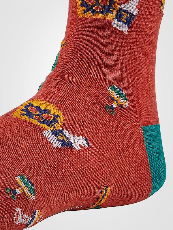 Ysabel Mora vyriškos spalvotos medvilninės kojinės "Dos Terracotta - Multicolor"