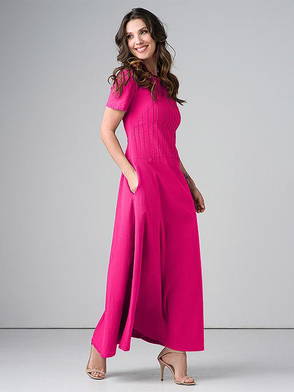 Lega ilga tampraus lino suknelė "Dominyka Raspberry"
